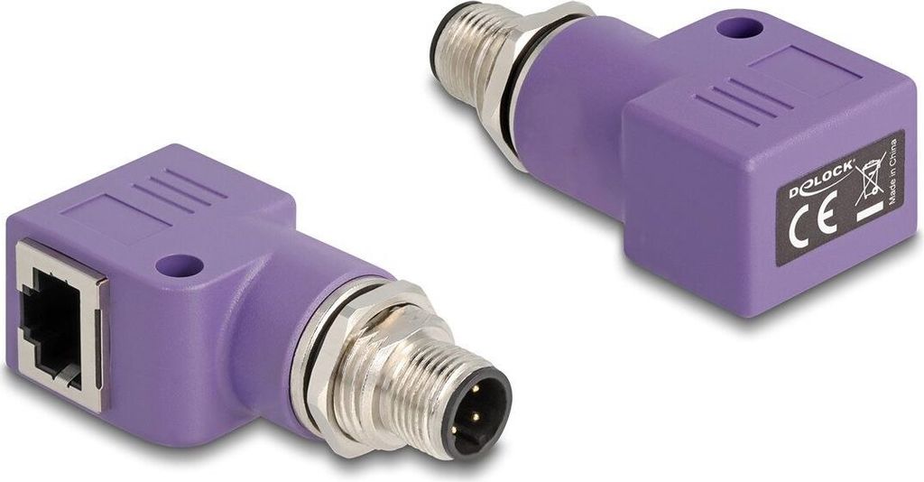 DELOCK M12 Adapter D-kodiert 4 Pin St zu RJ45 Bu gewinkelt