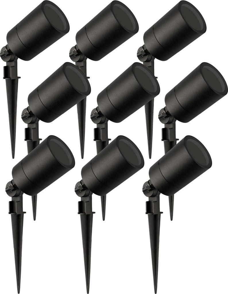 Ledvion - 9X LED Strahler, GU10 Fassung, Schwarz, 5W, IP65, inkl. Schnellanschluss