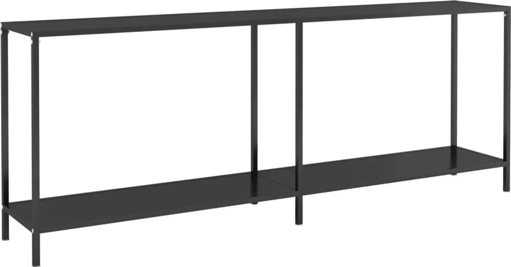 Tavolo Consolle Nero 200x35x75,5 cm Vetro Temperato Moderno Elegante
