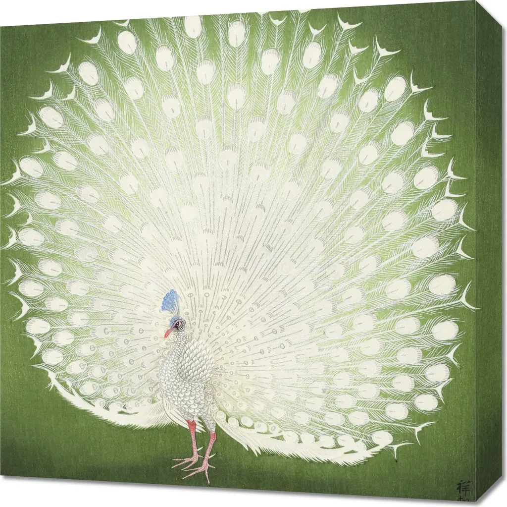 Arredamento Salotto: Quadro Koson Pavone 50x50 cm Vintage Giapponese