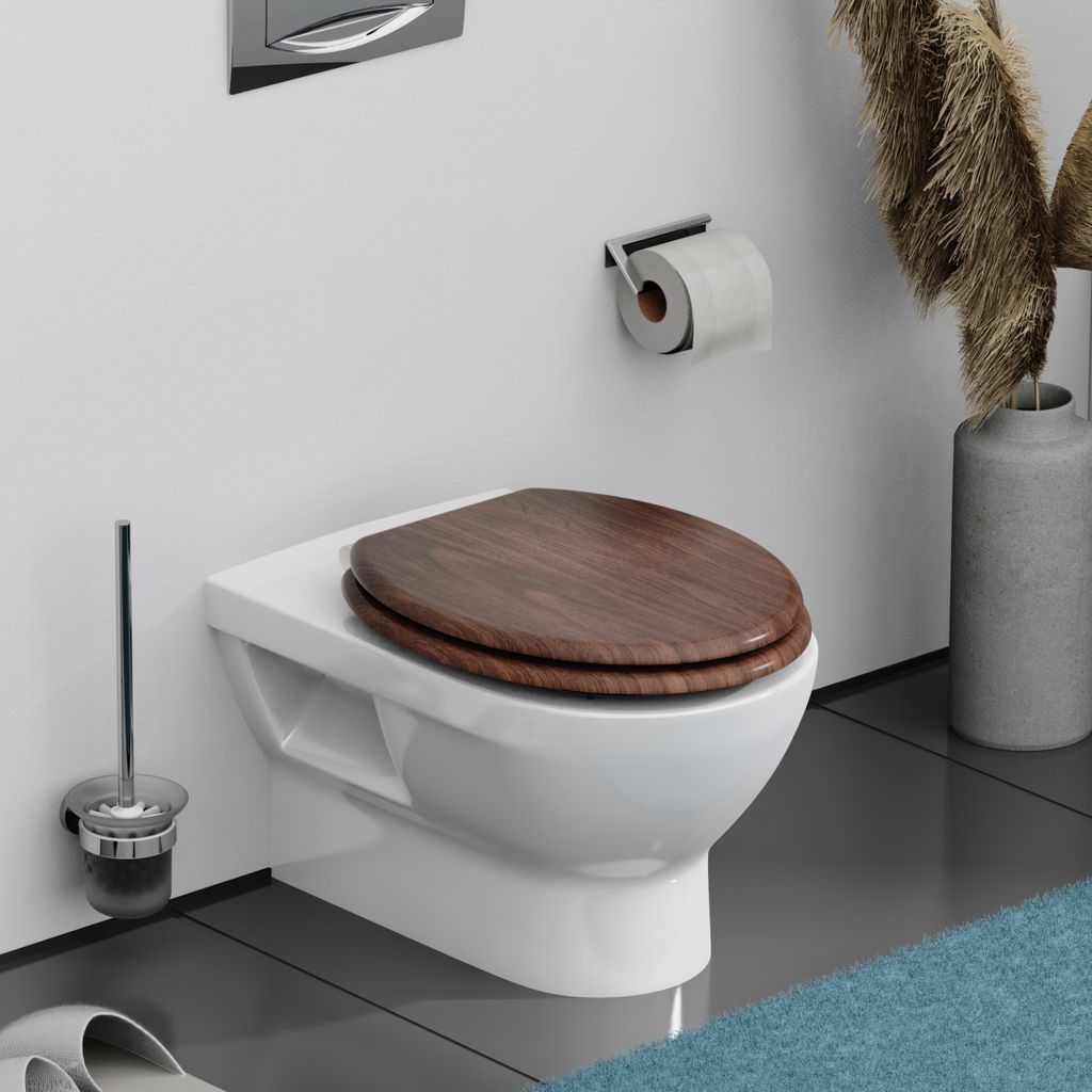 SCHÜTTE MDF WC Sitz DARK WOOD, Toilettendeckel mit Produktbild 7