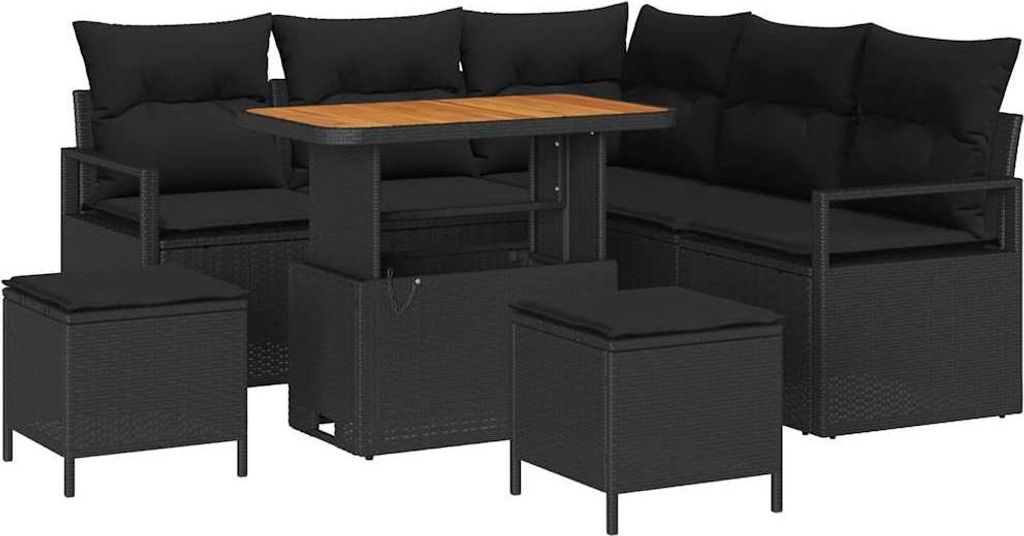 "SALE 2026" Garten-Sofa-Set - elegantes Design - Sitzgruppe mit Sofa, Tisch - mit Kissen 8 pcs Schwarz Poly Rattan - Terassenmöbel DEMöbel674740