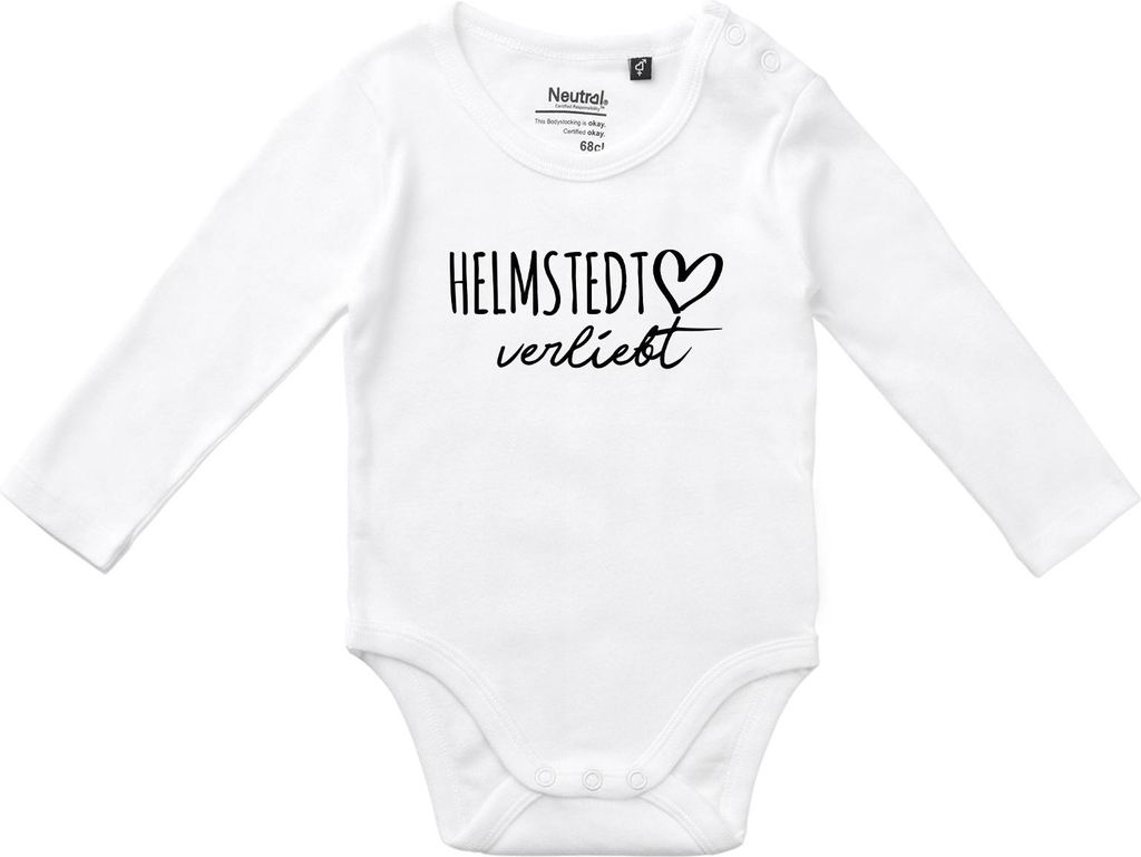 Huuraa Baby Body Helmstedt verliebt 68 White Baumwolle Fairtrade Langarmbody Geschenkidee