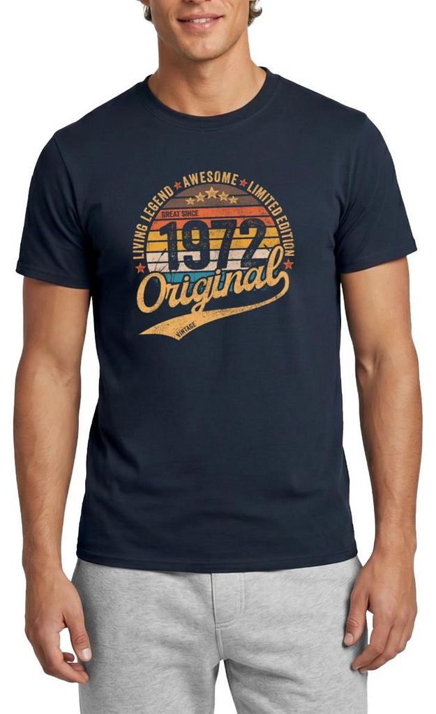 Spreadshirt Jahrgang 1972 50. Geburtstag Geschenk Vintage Limited Edition Männer T-Shirt, 3XL, Navy