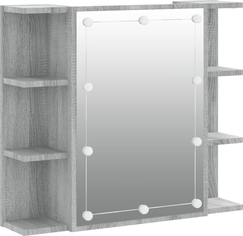 vidaXL Armoire de toilette avec LED Gris Sonoma 70x16,5x60 Image du produit 