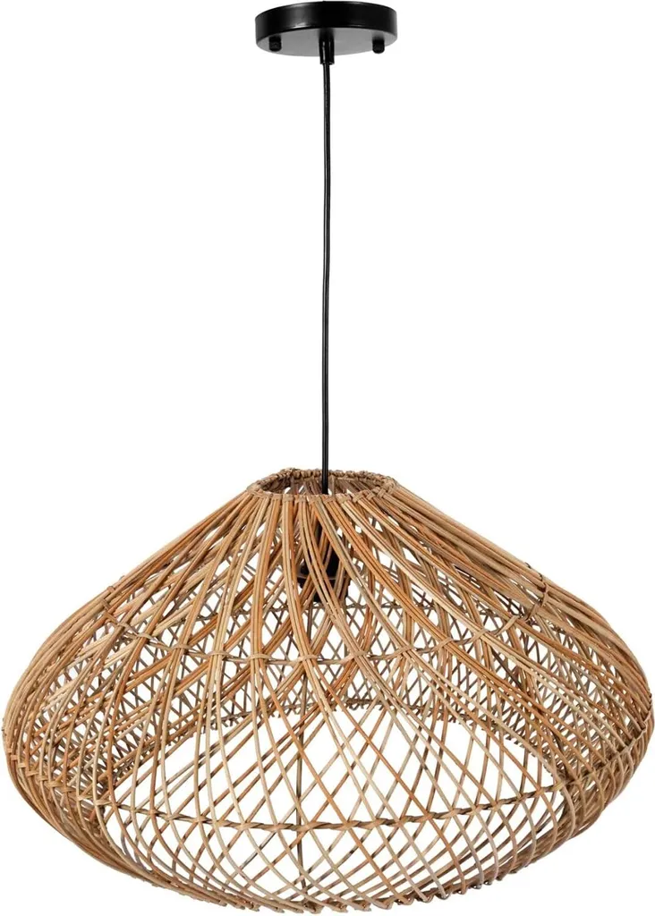 Lustre plafonnier en bois tressé pour salon et salle à manger