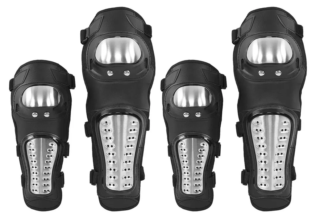 Protection VTT et motocross : kit genouillères et coudières argentées