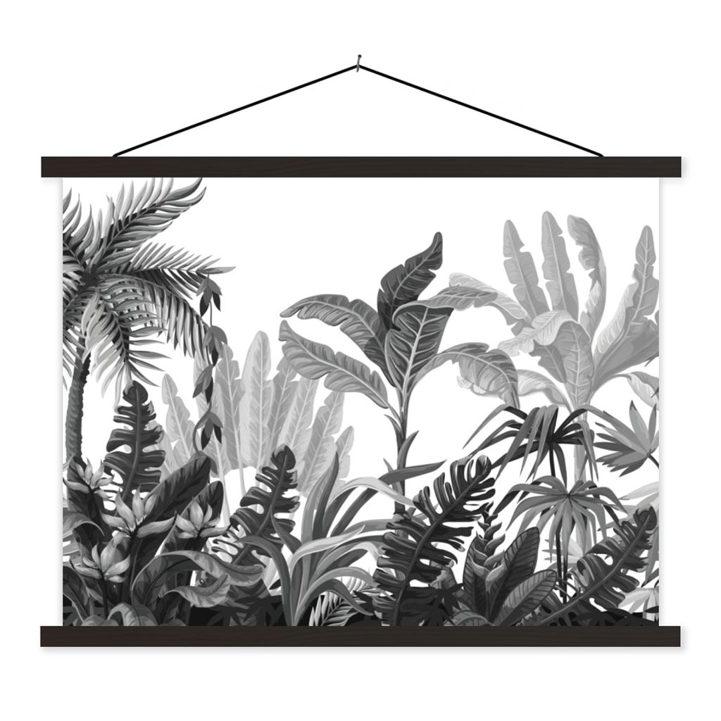 MuchoWow Textilposter Design - Dschungel - Blätter 150x113 cm mit schwarzem Rahmen - Wohnzimmer