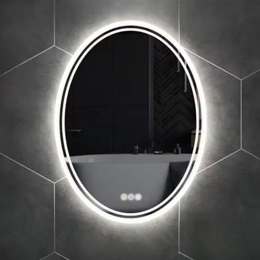 Miroir mural à LED ovale 60x80 cm intensité variable et anti-buée blanc