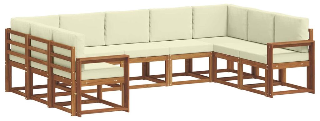 Outdoor-Sofagarnitur mit Kissen 9 pcs Natur und Creme
