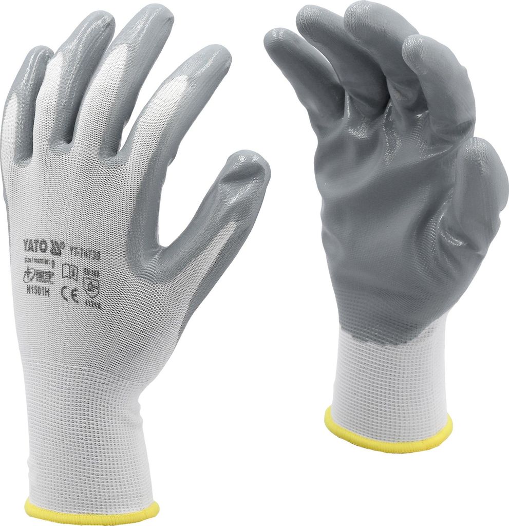 Yato YT-7474 Handschuh de Sicherheitshandschuhe de Werkstatt Blau, White Nitrile, Nylon 1 Stück(e)