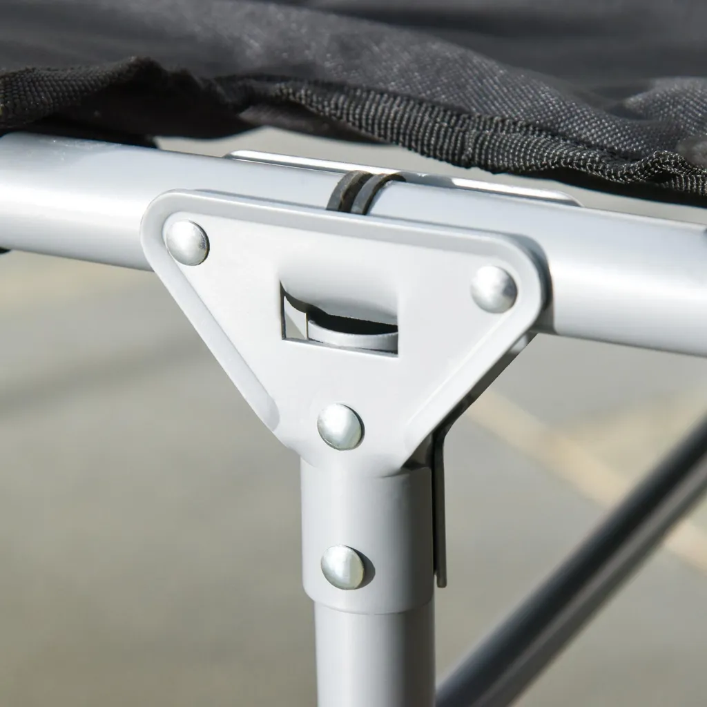 Lit de Camping Robuste et Confortable avec Appui-tête Ergonomique Noir - 8