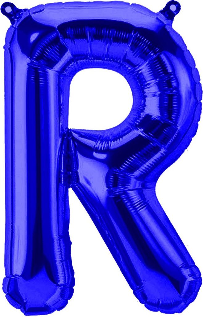 Folienballon Buchstabe R, blau, ca. 40 cm, für Luftbefüllung