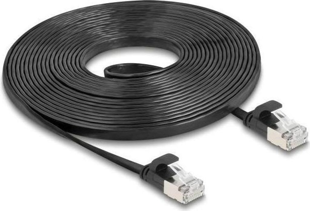 DELOCK Patchkabel gewinkelt RJ45 S/FTP Cat6 5,00m Schwarz