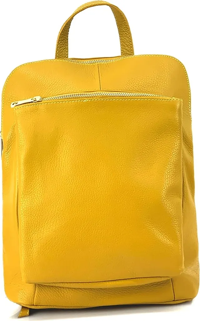 Sac à dos de ville jaune pratique en cuir pour femme active Florence