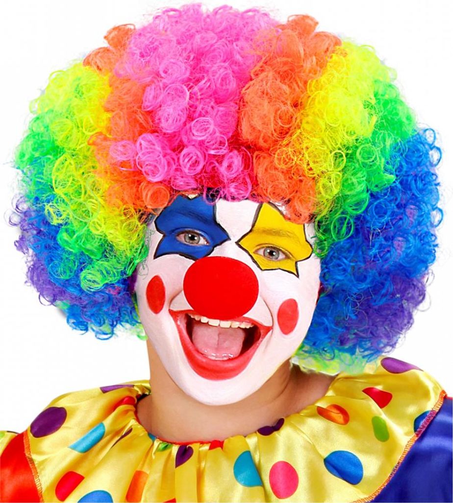 Clown Kinderperücke Regenbogenfarbig Produktbild 