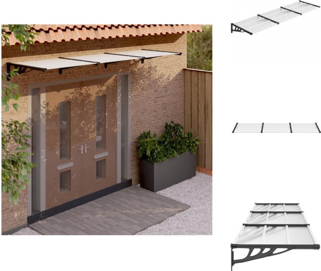 vidaXL Türvordach Schwarz und Transparent 297,5x90 cm Polycarbonat - Markisen