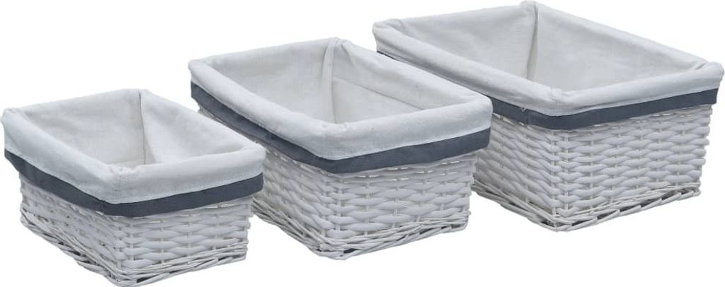 Ankonbej 3-tlg. Korb-Set Ineinander Schachtelbar Weiß Weidengeflecht