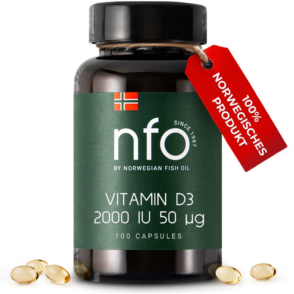 NFO Vitamin D3 2000 IU - 50 μg, Softgel Kapseln, für Immunsystem & Knochen [100 Softgel-Kapseln]