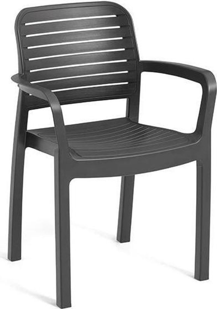 Gartenstuhl, 6er Set, Allibert by KETER Chloe, Harz Rattan Optik, Graphitgrau, L58 x P53 x H89 cm