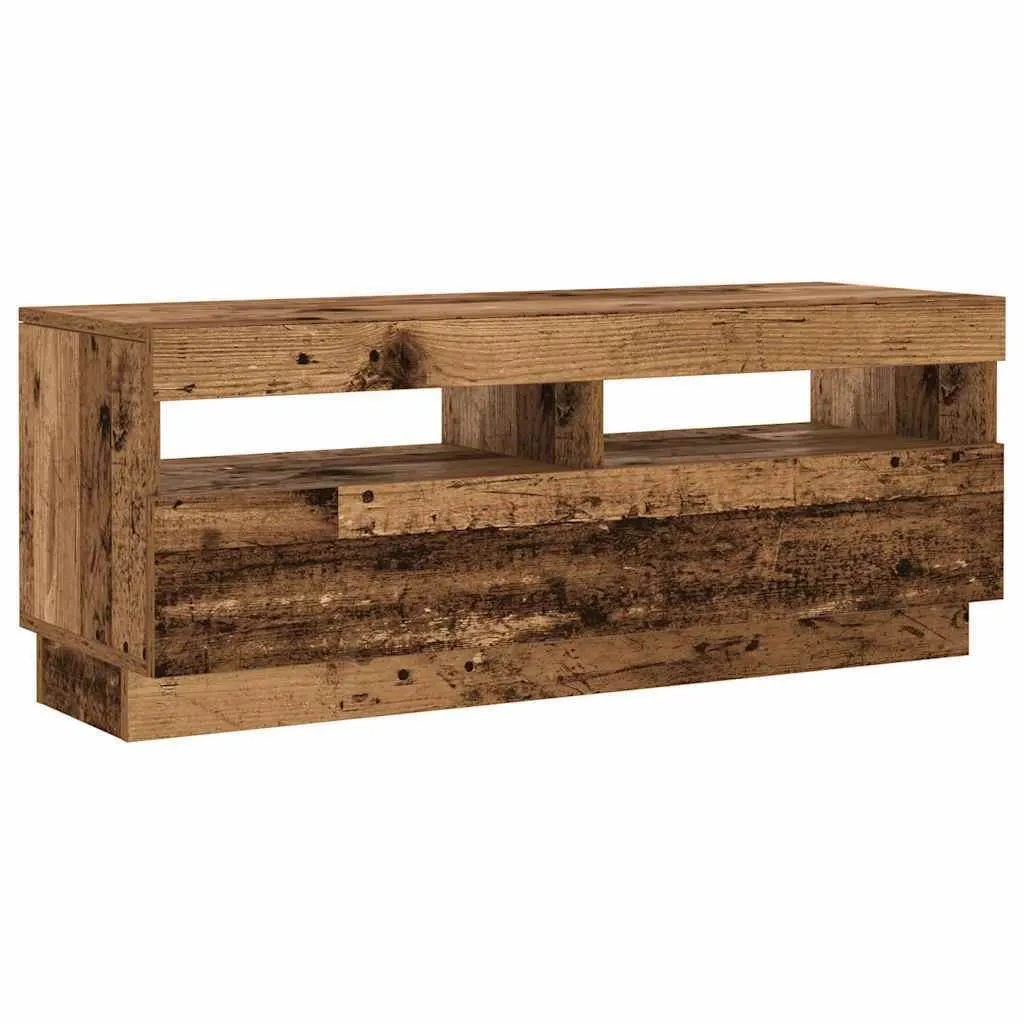 Mobile TV LED 100x35x40 cm in Legno di Recupero Massello | Design Unico - 3