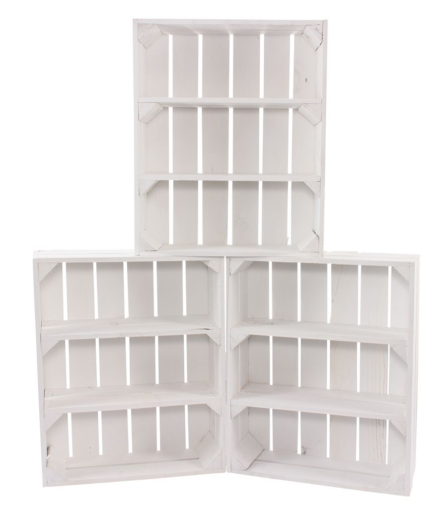 12er Set neues shabby Chic Gewürzregal 50cm x 40cm x 16cm Küchenregal Ablage Regal Holzregal Obstkisten Weinkiste Wandregal weiß/weiss klassisch