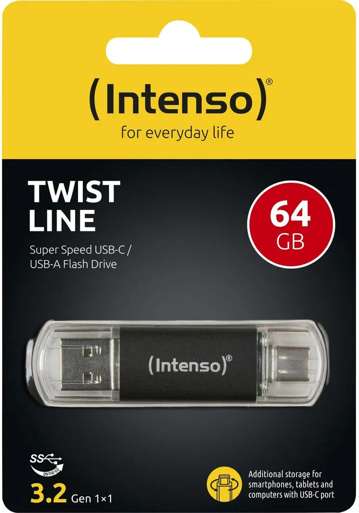 Chiavetta Professionale Intenso Twist Line 64GB USB 3.2 Gen 1 Dual