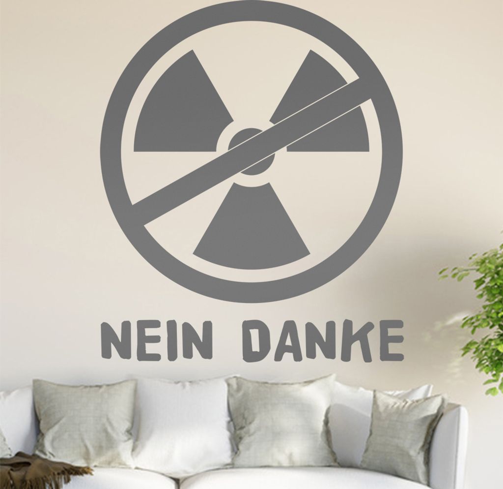 Atomkraft - Nein Danke Wandtattoo in 6 Größen - Wandaufkleber Wall Sticker - Dekoration, Küche, Wohnzimmer, Schlafzimmer, Badezimmer