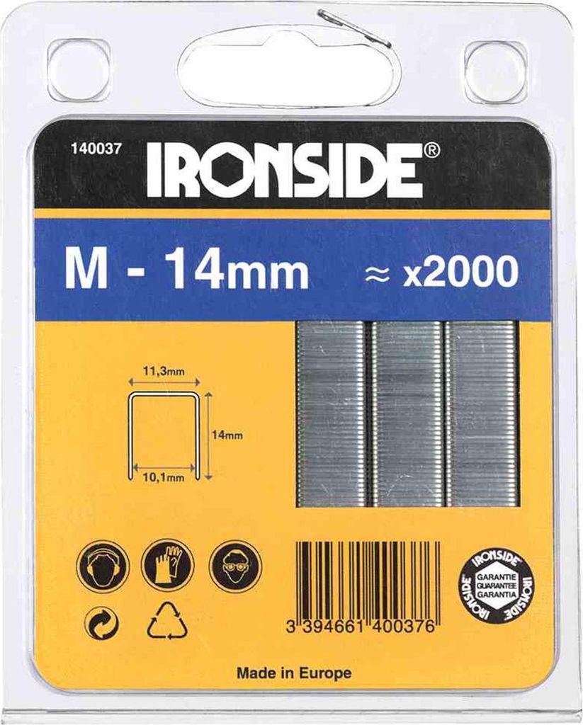 Ironside 140-037 Klammern 14mm Typ M, grausilber (2000er Pack)