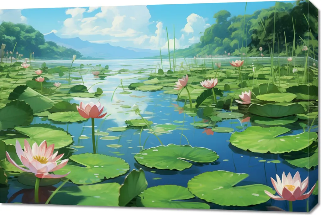 Stampa su Tela 90x60 cm Ninfee | Quadro Alta Definizione