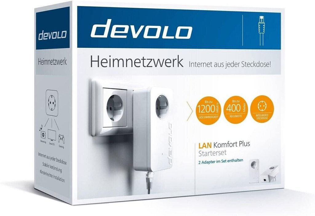 Devolo , LAN 1200Mbit/s Powerline Komfort Plus Adapter - Produktbild 