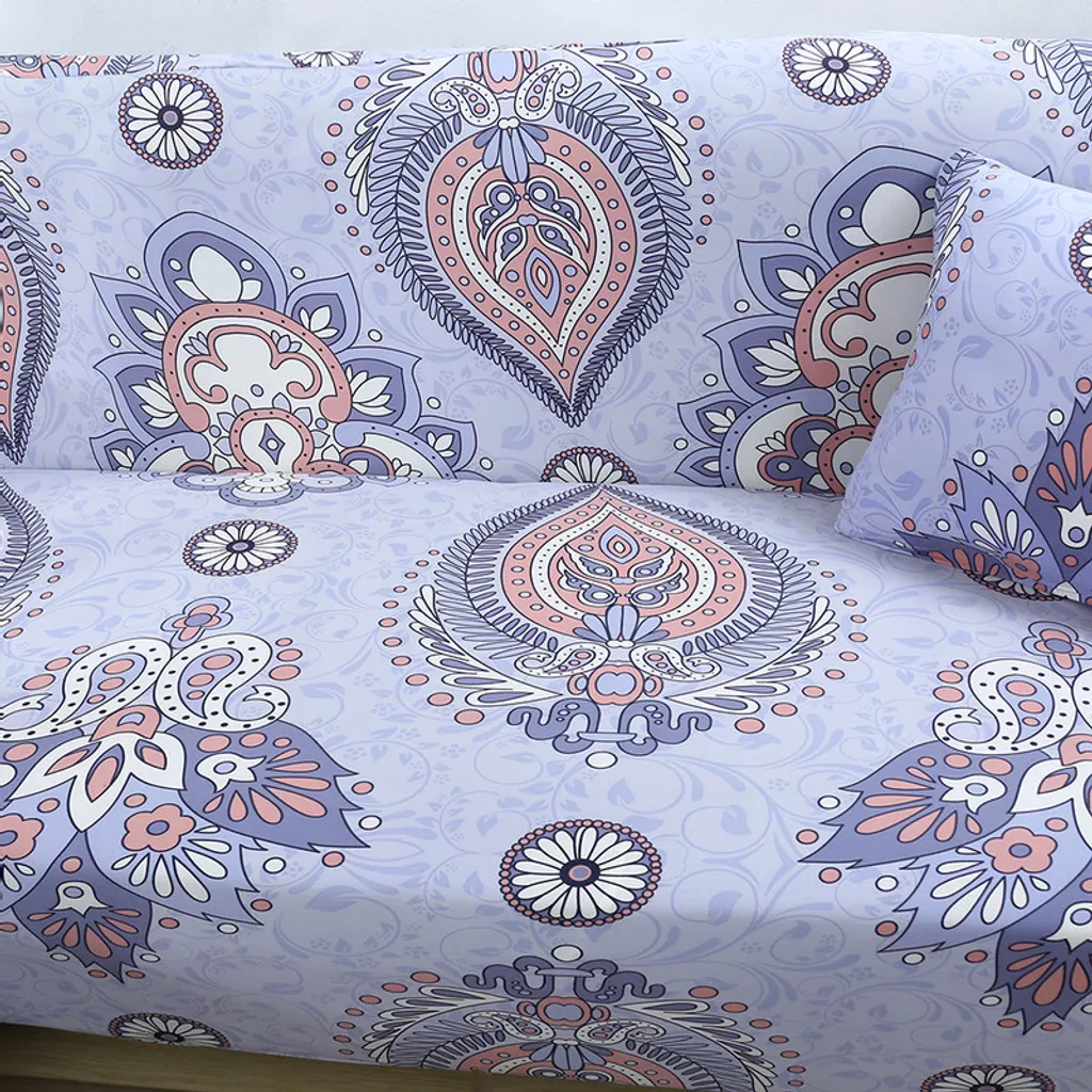 Housse de canapé extensible violette en tissu stretch résistant