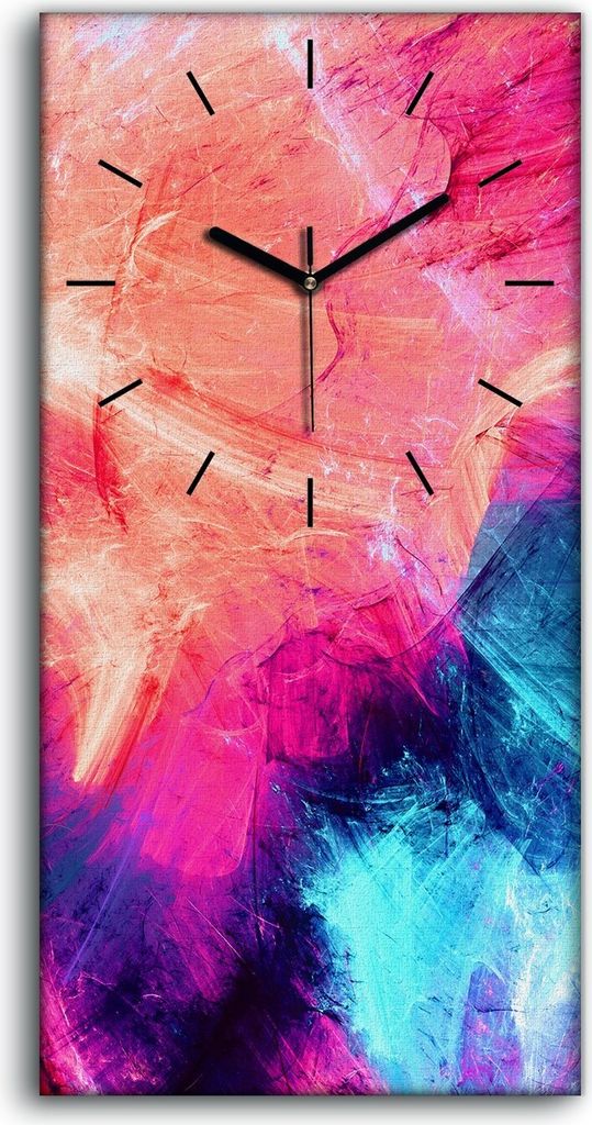 Wanduhr Uhr Wandbild Leinwand 30x60 Bild Wohnkultur Abstrakt Malerei Farbe - schwarze Hände