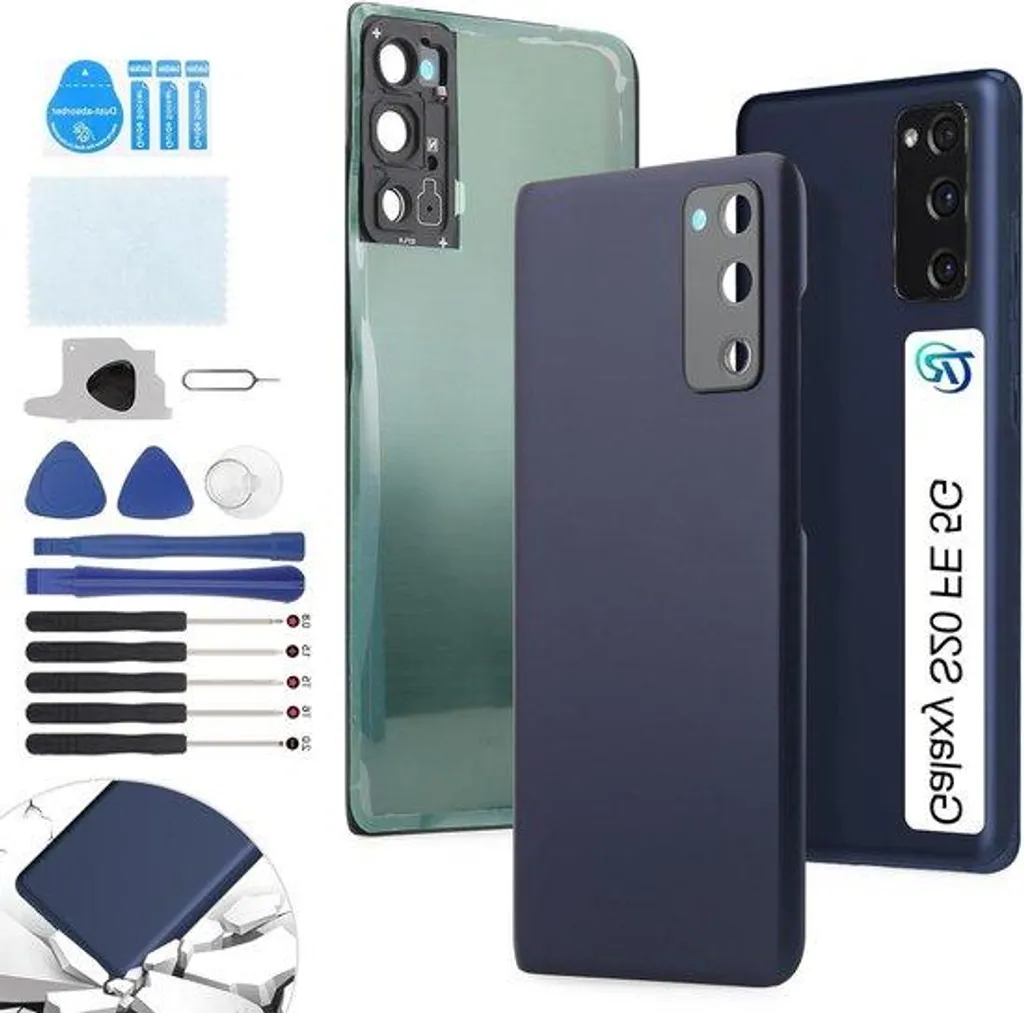 Kit de réparation coque arrière en verre bleu pour smartphone Premium