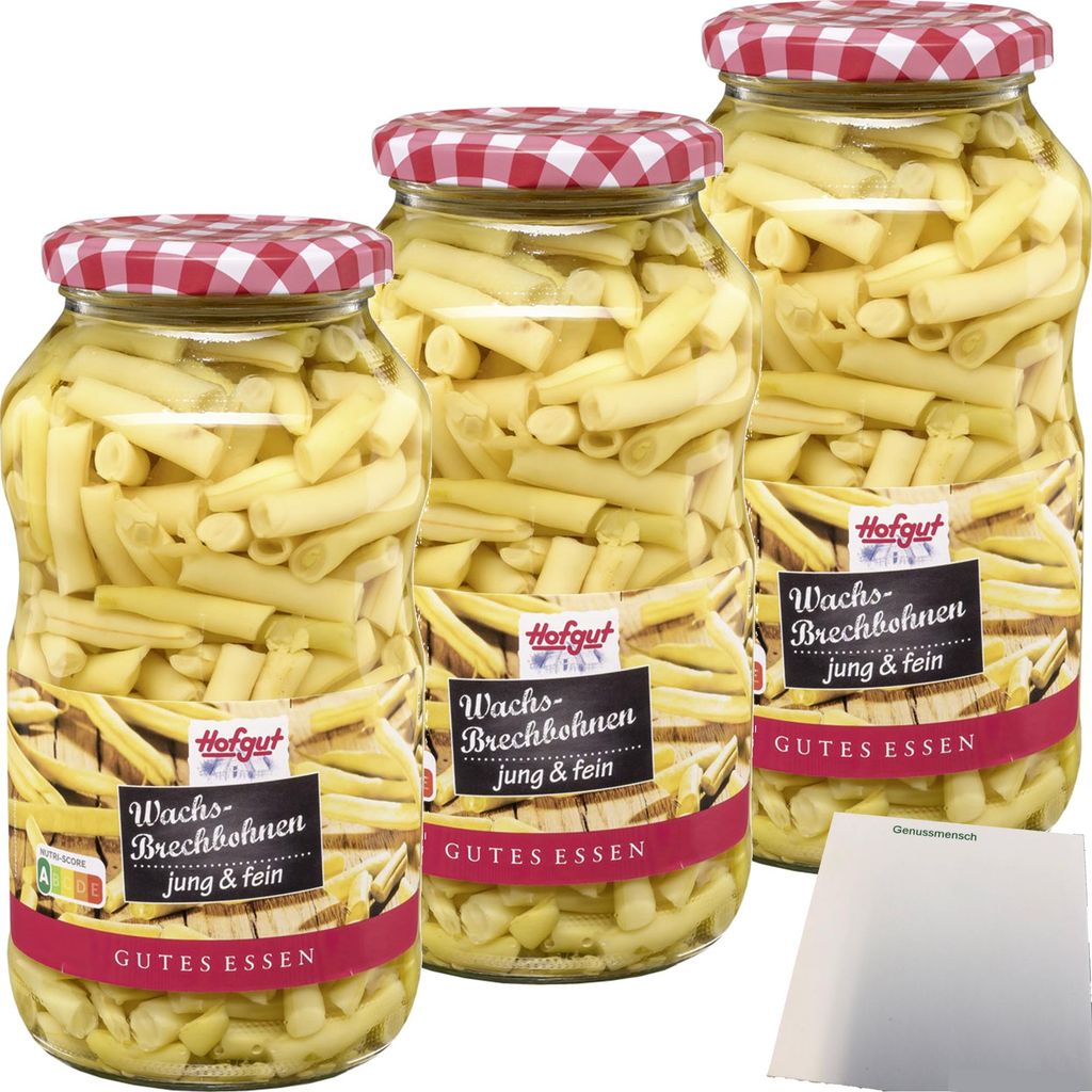 Hofgut Wachsbrechbohnen 3er Pack (3x720ml Glas) + usy Block Produktbild 