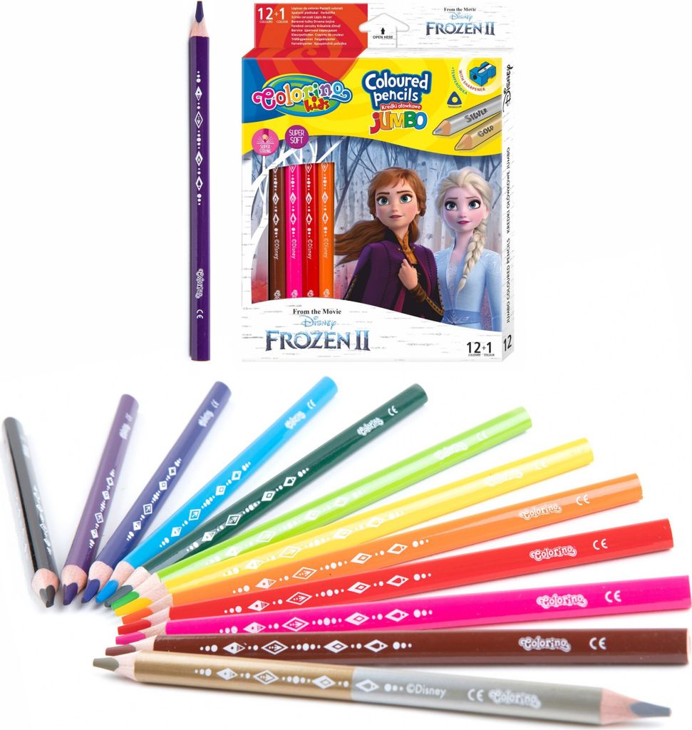 Kredki trójkątne Jumbo 13 kolorów Frozen II Colorino Zdjęcie produktu 