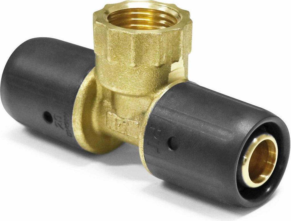 Pipetec Steckfitting T-Stück mit Innengewinde – 16 x 1/2 “ IG x 16 für Aluverbundrohr 16x2mm : 16x2 - 1/2 Zoll Innengewinde - 16x2 mm Größe...