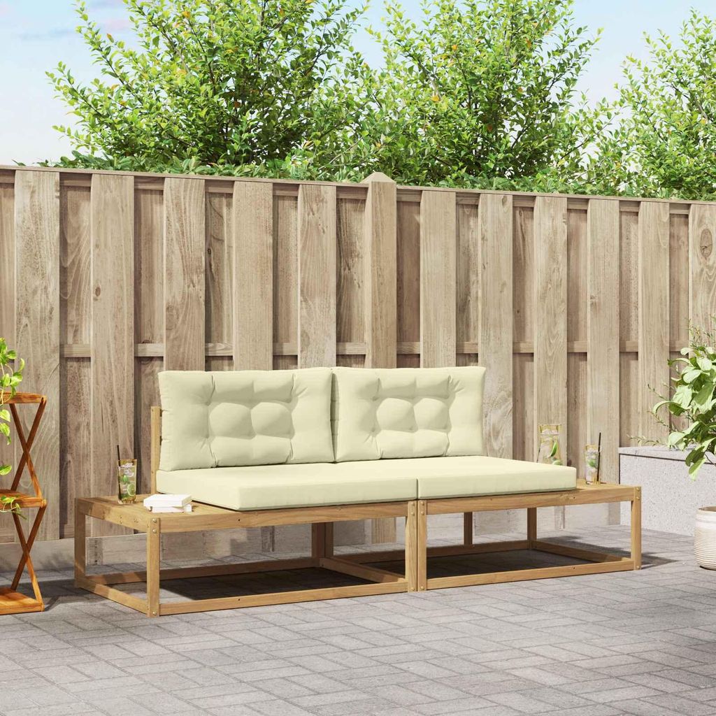 Möbel Outdoor-Sofagarnitur Weiß 230,5 x 83 x 73 cm PolyesterGartenstühle - Gartenstühle c2876