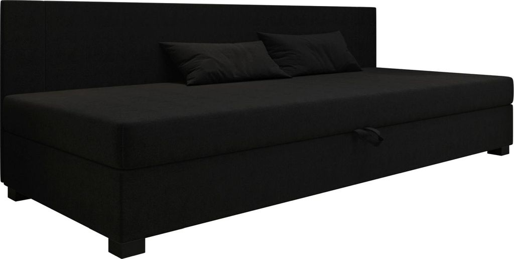 AURA SOFA Boxspringbett ULO BIZ 80x195 Komplett-Set mit Bonell Matratze, Polsterbett mit Bettkästen - Schwarz, SAWANA 14