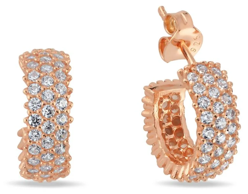 Boucles d'oreilles hypoallergéniques argent 925 et zircons 3 rangs