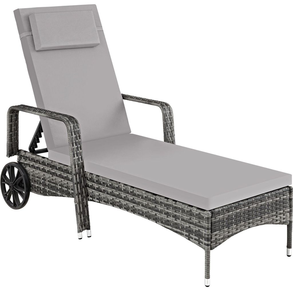 tectake® Rattan Sonnenliege 200 x 70 x 33 cm Produktbild 