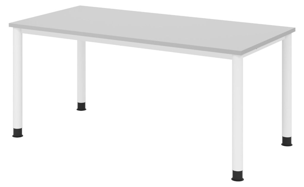 bümö Schreibtisch Serie-H - Größe: 160 x 80 cm, Nachbildung: Grau, Gestell: Weiß