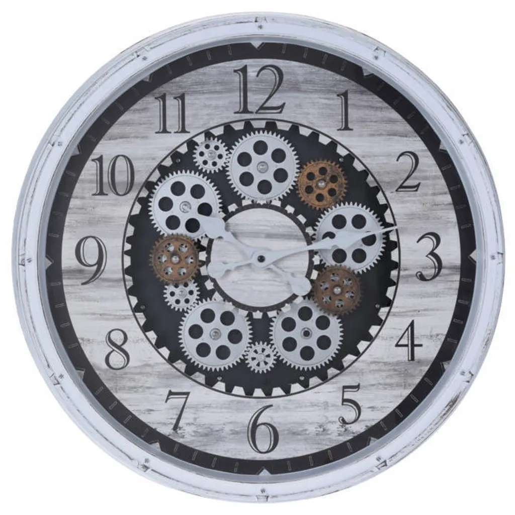 Horloge murale noire mouvement visible 50cm - Design squelette minimaliste