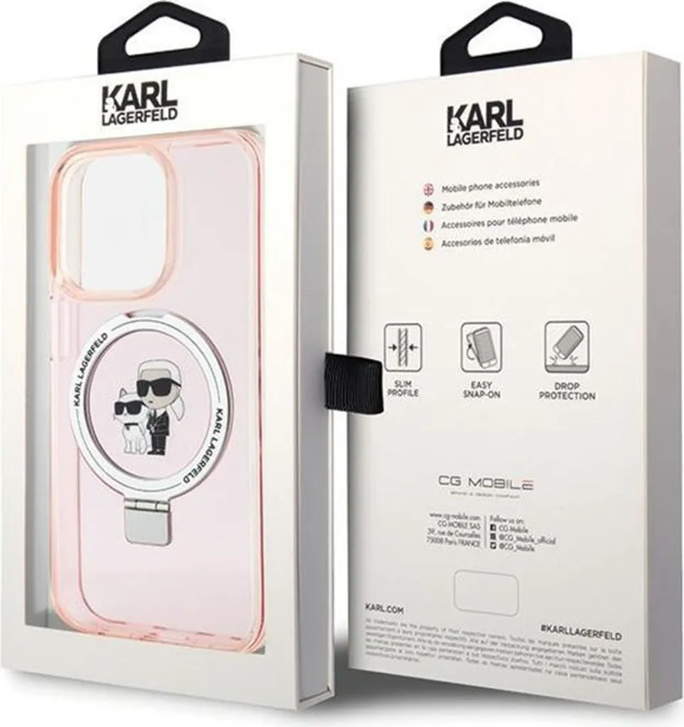 Custodia iPhone 15 Pro Karl Lagerfeld MagSafe Ring Stand Rosa Originale - 7
