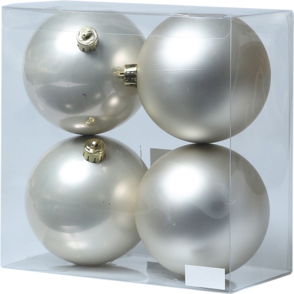 Christbaumkugeln - Weihnachtsbaumkugeln - bruchfest - D: 10cm - glänzend/matt - creme - 4er Set