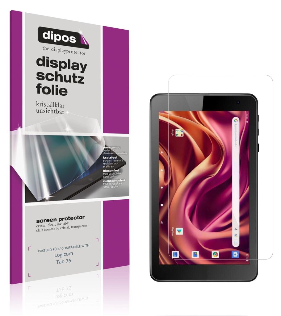 2x Schutzfolie für Logicom Tab 76 klar Displayschutzfolie Folie Display Schutz dipos