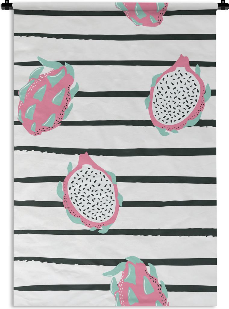 MuchoWow Wandteppich Wandbehang Sommer - Obst - Rosa 120x180 cm Tapisserie Dekoration Wandtuch - Schlafzimmer - Dekorationen für das Haus