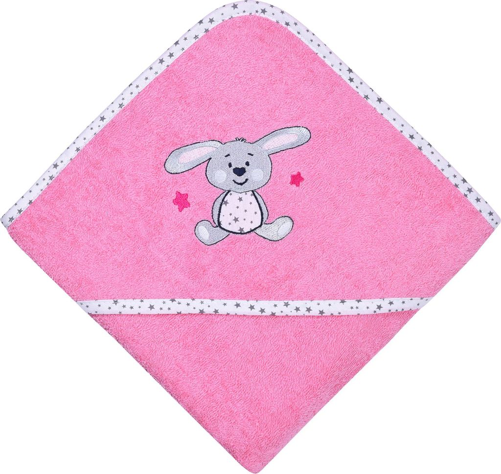 Wörner Kapuzenbadetuch Hase" rosa/weiß 100x100 cm"