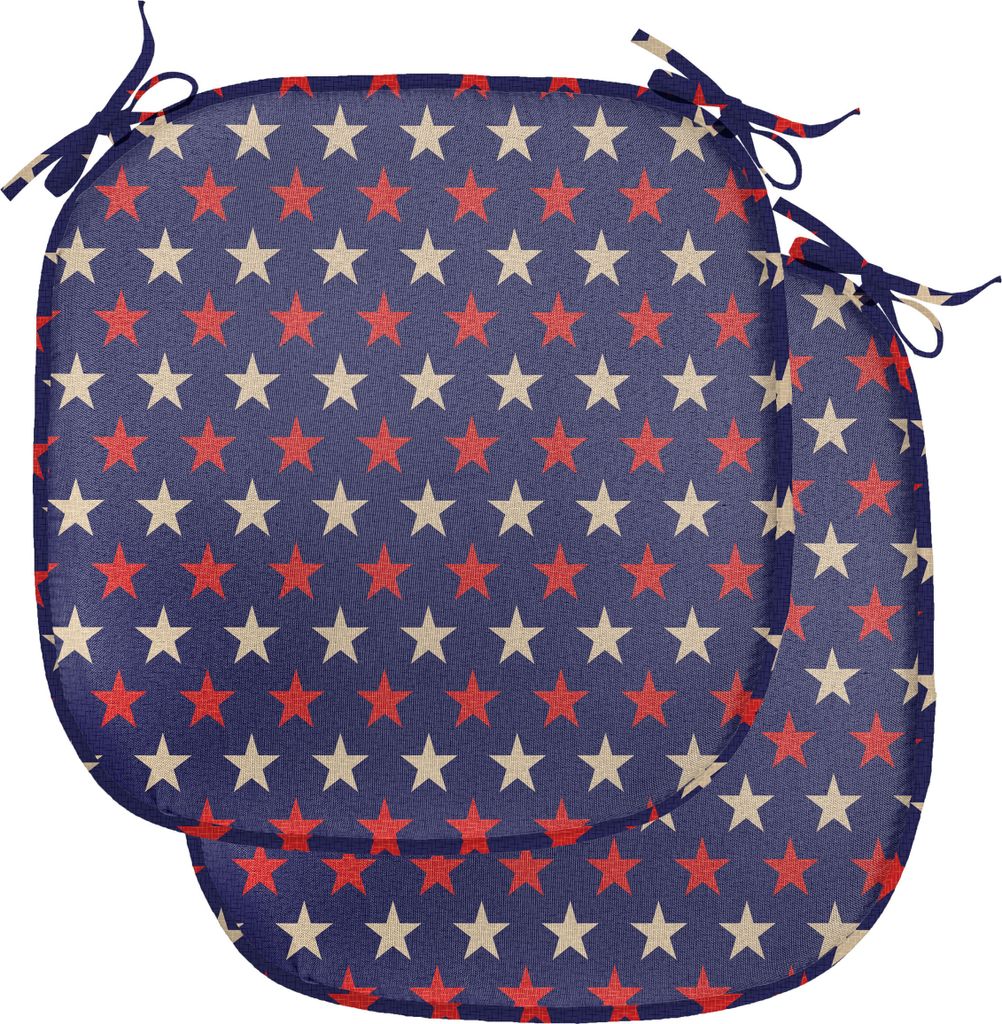 ABAKUHAUS USA Polster für Esszimmerstühle, Vintage patriotische Farben, Dekoratives wasserfestes Kissen mit Riemen für Küchensitze, 40 cm x 40 ...