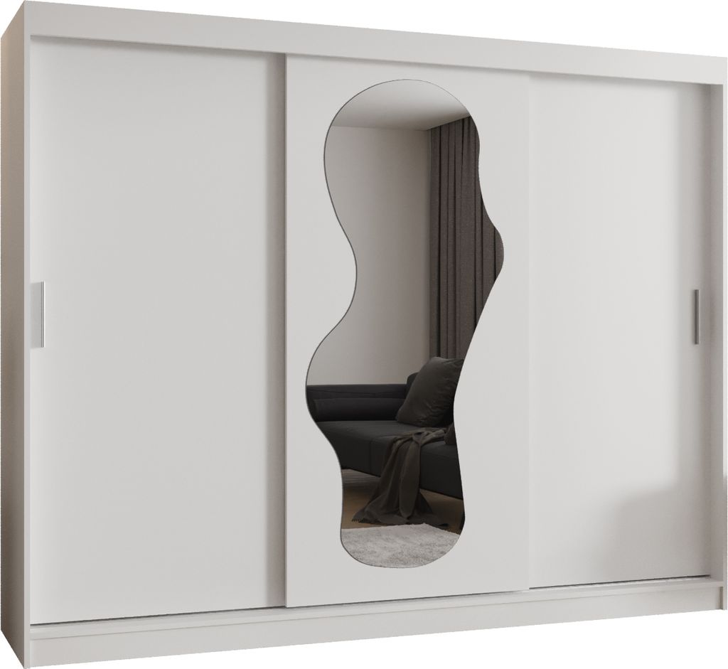 MEBLE KRYSPOL ULTRA 250 Kleiderschrank mit drei Schiebetüren für Schlafzimmer – moderner Aufbewahrungsschrank mit Kleiderstange und Regalen –...